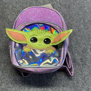 Star Wars Grogu Mini Backpack Mandalorian Glitter Purple 7x9.5